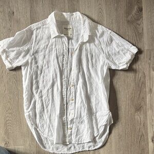 Abercrombie & Fitch junior/womansWhite Short-Sleeve Linen Shirt